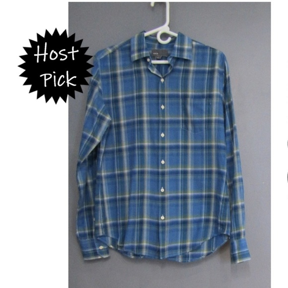 🎈HP🎈 Vince Blue & Green Plaid Check Shirt Size S